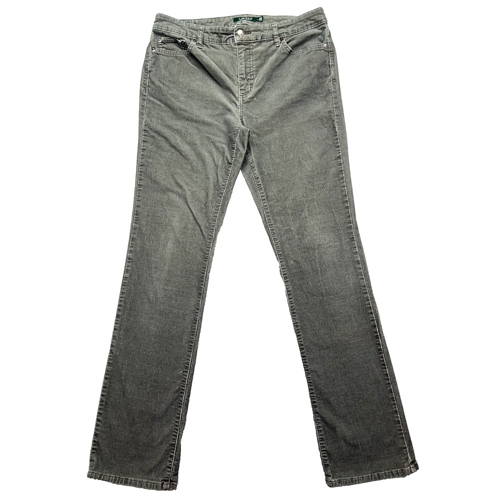 Lauren Ralph Lauren Jeans Grey Corduroy Pants Sz 8 Fits 32" Straight Slim Retro